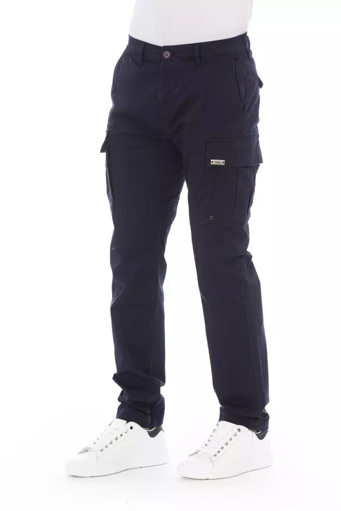Baldinini Trend Blue Cotton Men Cargo Men's Trouser