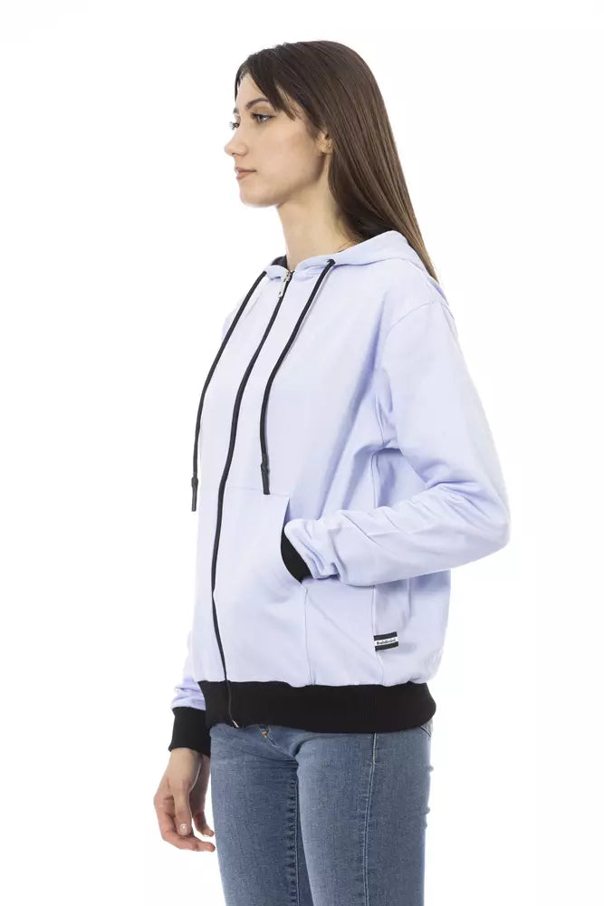 Baldinini Trend Purple Cotton Women Sweater With Adjustable Women's Hood