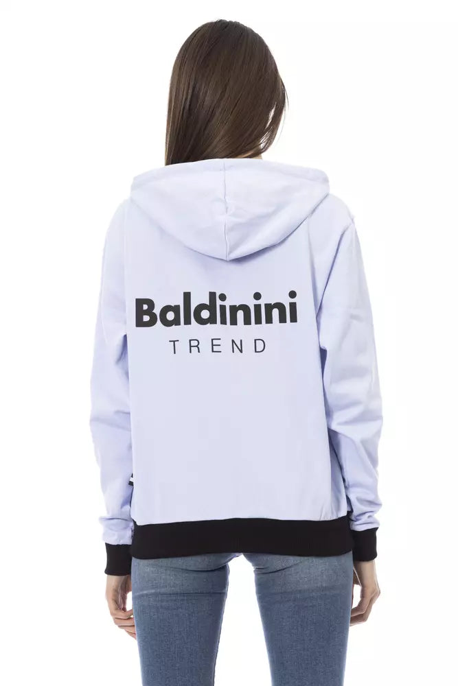 Baldinini Trend Purple Cotton Women Sweater With Adjustable Women's Hood