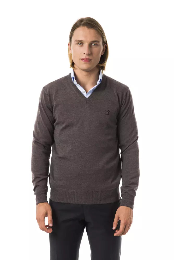 Uominitaliani Gray Merino Wool Men Men's Sweater