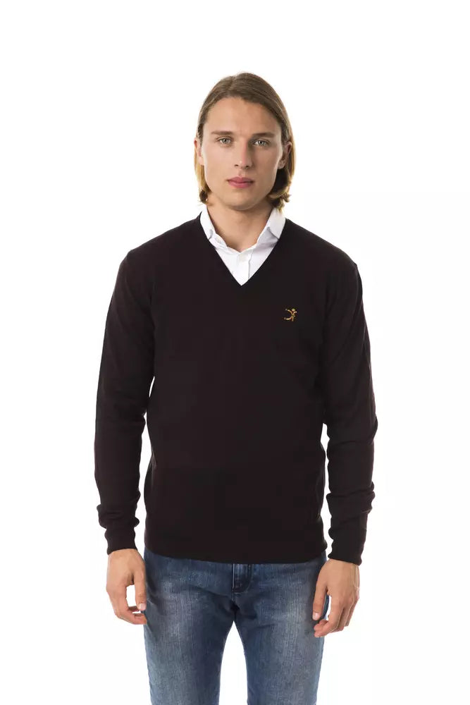 Uominitaliani Brown Merino Wool Men Men's Sweater
