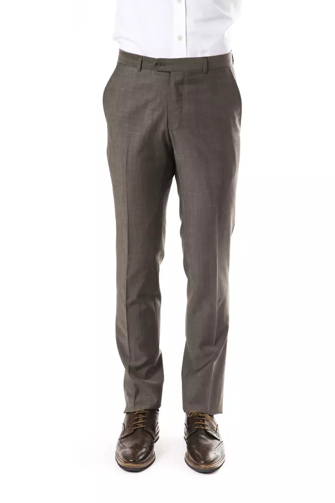 Uominitaliani Gray Wool Mens Suit Men's Pant