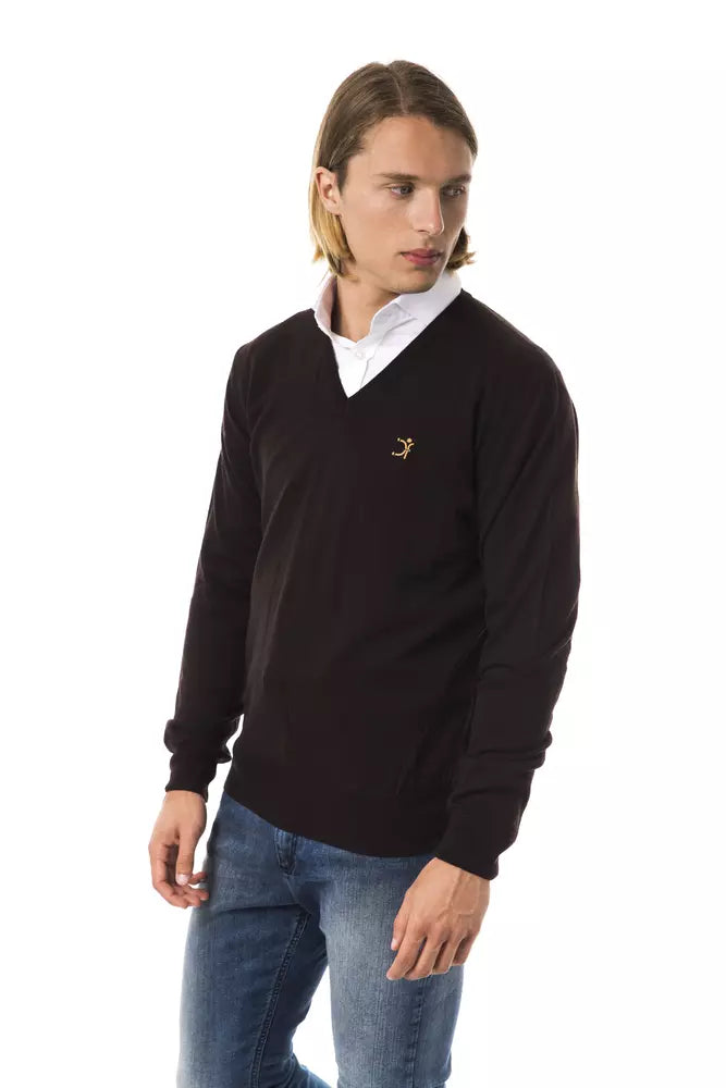 Uominitaliani Brown Merino Wool Men Men's Sweater