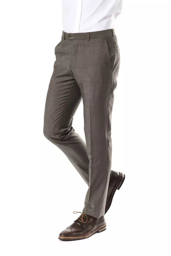 Uominitaliani Gray Wool Mens Suit Men's Pant