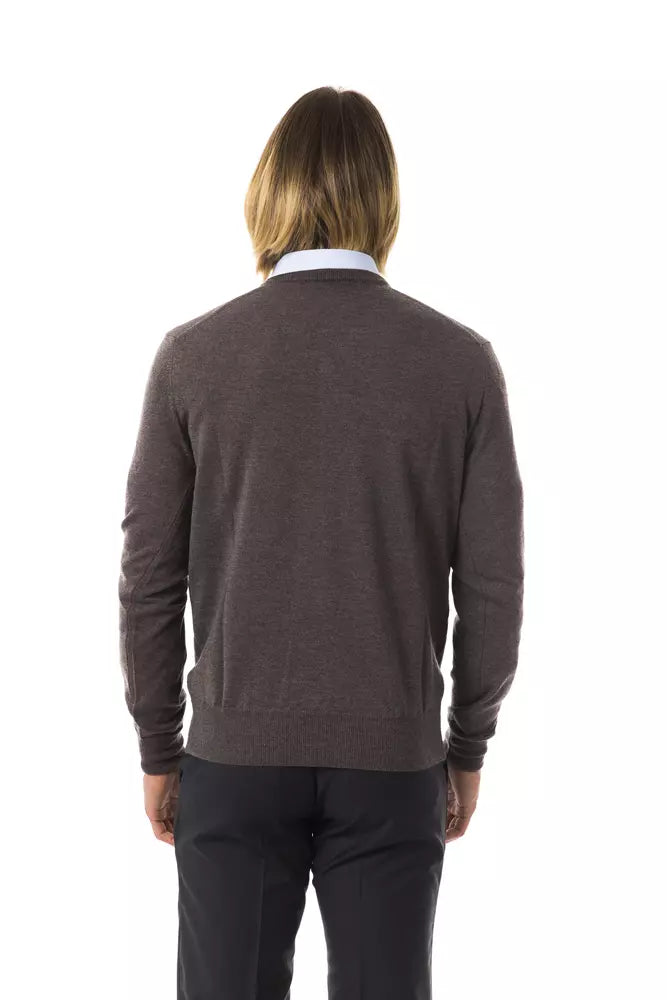 Uominitaliani Gray Merino Wool Men Men's Sweater