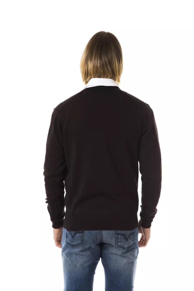 Uominitaliani Brown Merino Wool Men Men's Sweater
