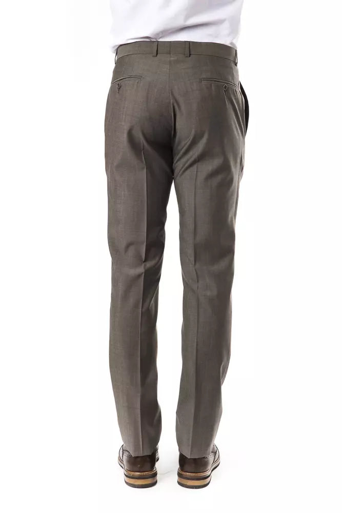 Uominitaliani Gray Wool Mens Suit Men's Pant