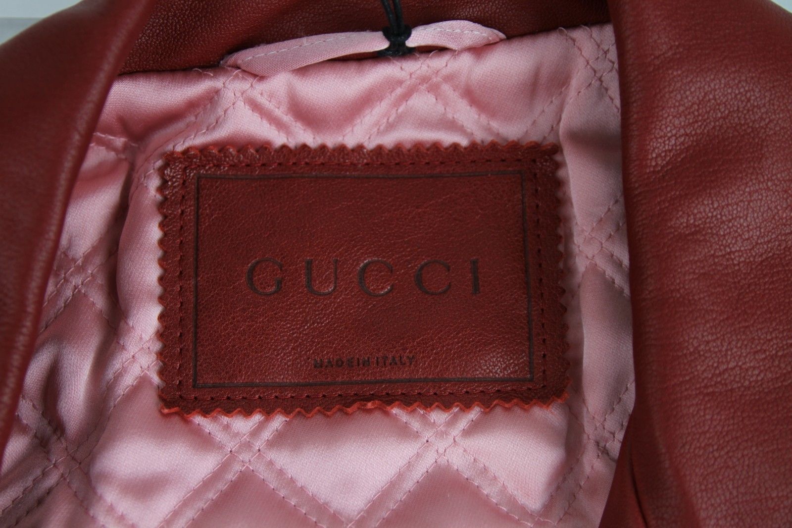 Gucci Women's Quilted Lining Red Biker Leather Jacket (G 38)