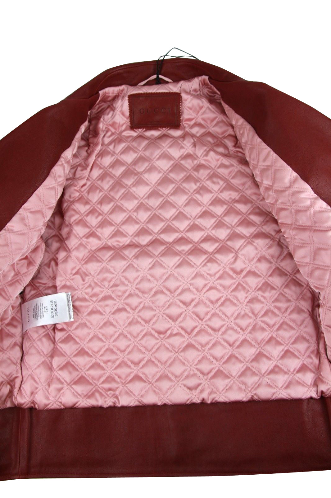 Gucci Women's Quilted Lining Red Biker Leather Jacket (G 38)