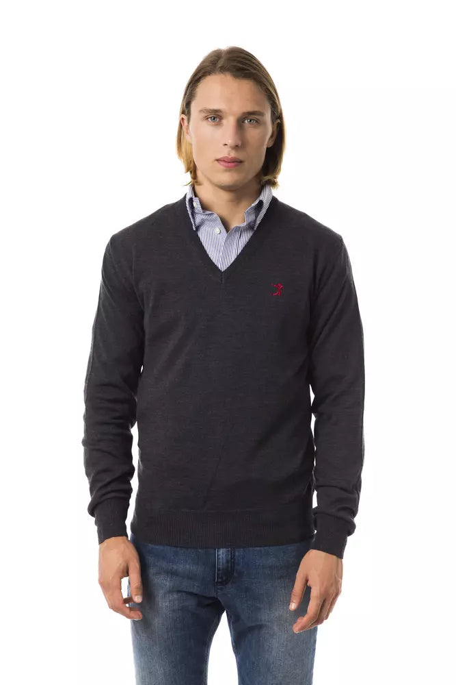Uominitaliani Gray Merino Wool Men Men's Sweater