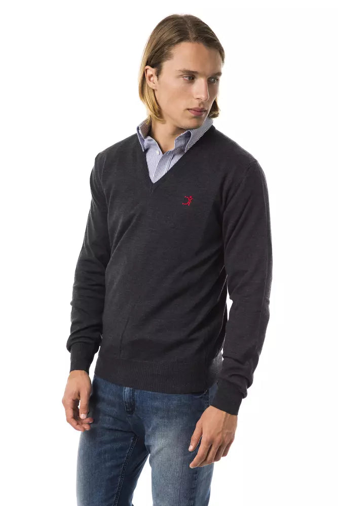 Uominitaliani Gray Merino Wool Men Men's Sweater