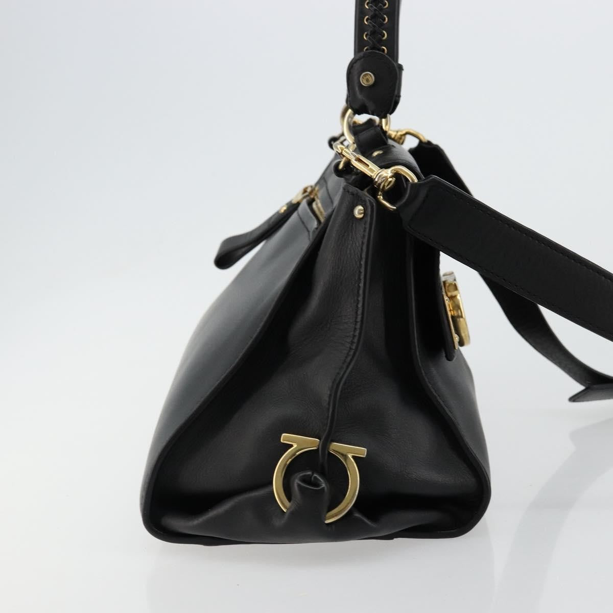 Salvatore Ferragamo Sofia Satchel Leather Black Leather Handbag (Pre-Owned)