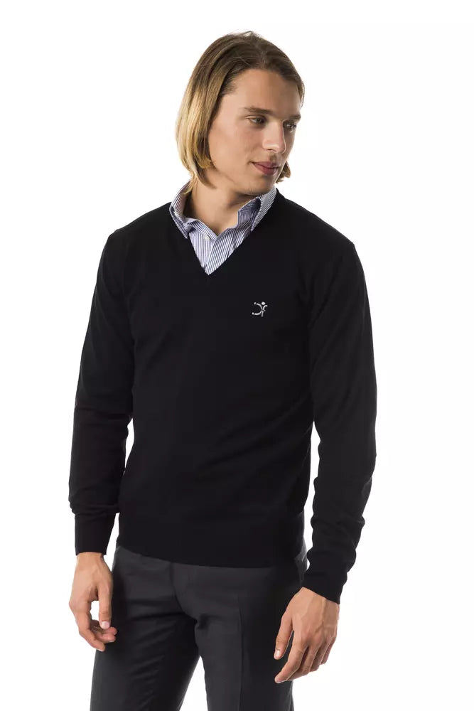 Uominitaliani Black Merino Wool Men Men's Sweater