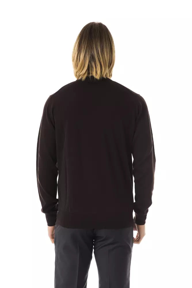 Uominitaliani Brown Merino Wool Men Men's Sweater