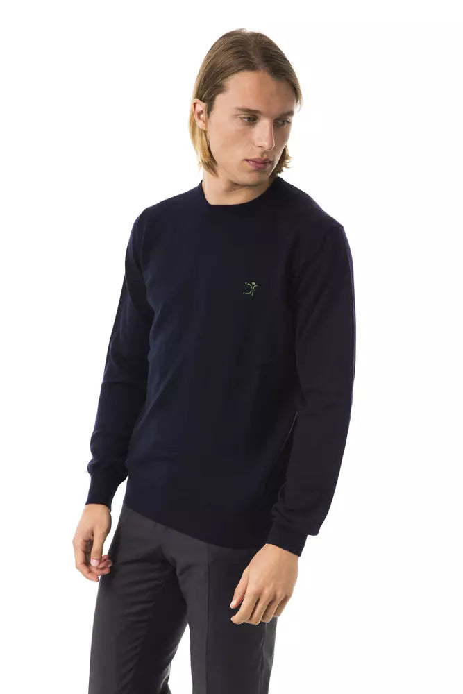 Uominitaliani Blue Merino Wool Men Men's Sweater