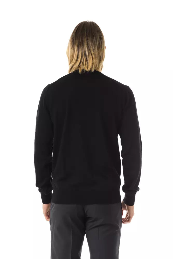 Uominitaliani Black Merino Wool Men's Men's Sweater