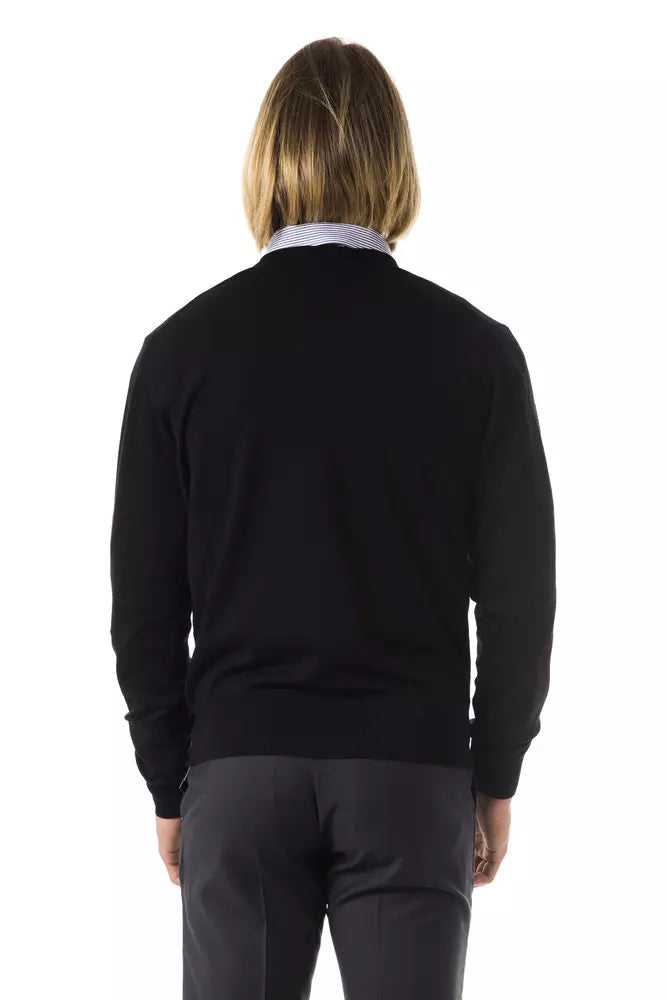 Uominitaliani Black Merino Wool Men Men's Sweater