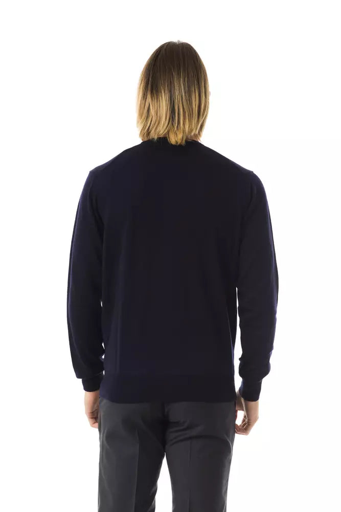 Uominitaliani Blue Merino Wool Men Men's Sweater