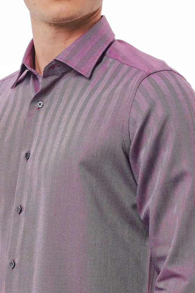 Bagutta Burgundy Cotton Men Men's Shirt