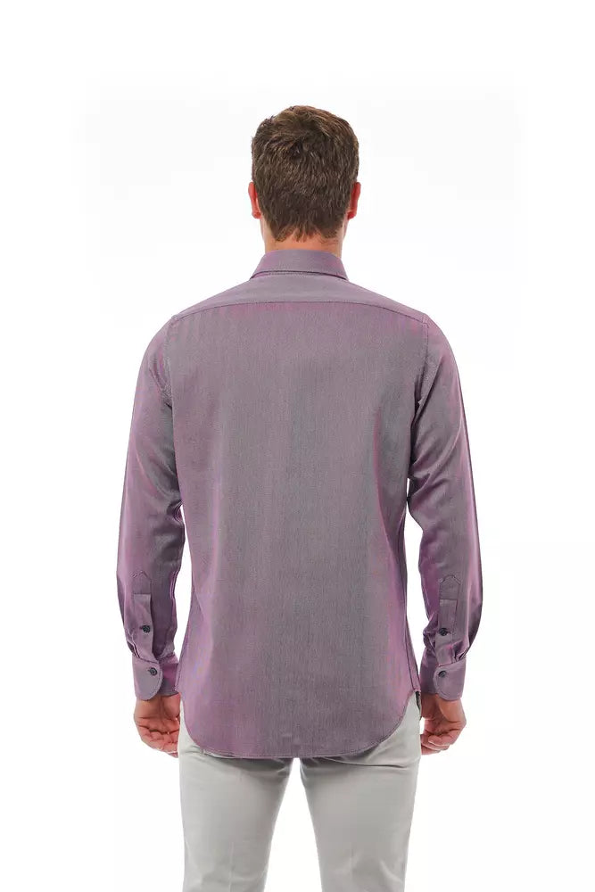 Bagutta Burgundy Cotton Men Men's Shirt