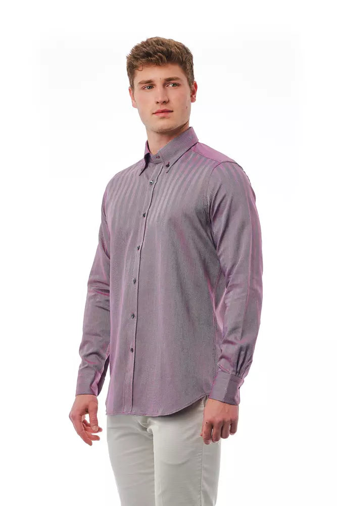 Bagutta Burgundy Cotton Men Men's Shirt