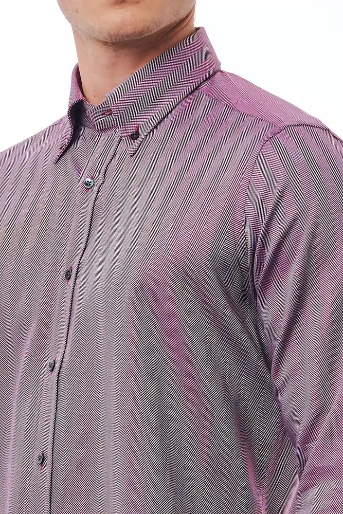 Bagutta Burgundy Cotton Men Men's Shirt