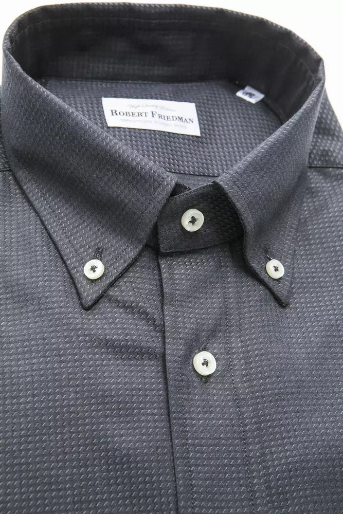 Robert Friedman Green Cotton Men Men's Shirt