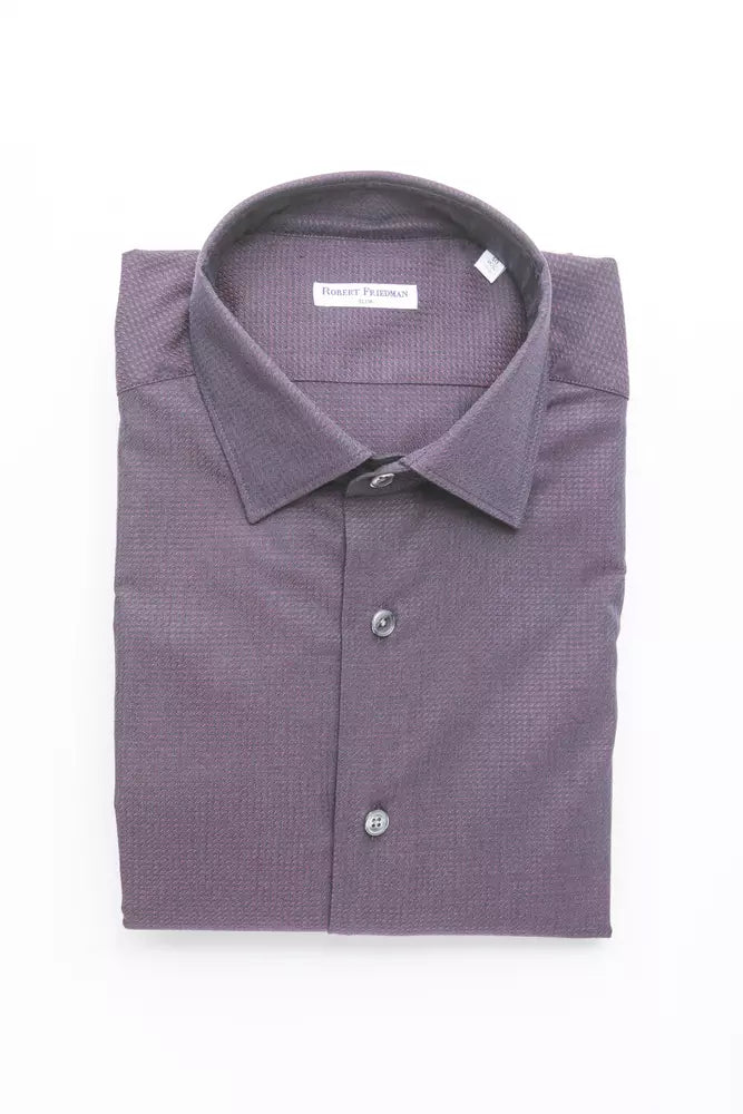 Robert Friedman Burgundy Cotton Men Men's Shirt