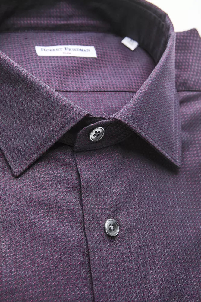 Robert Friedman Burgundy Cotton Men Men's Shirt