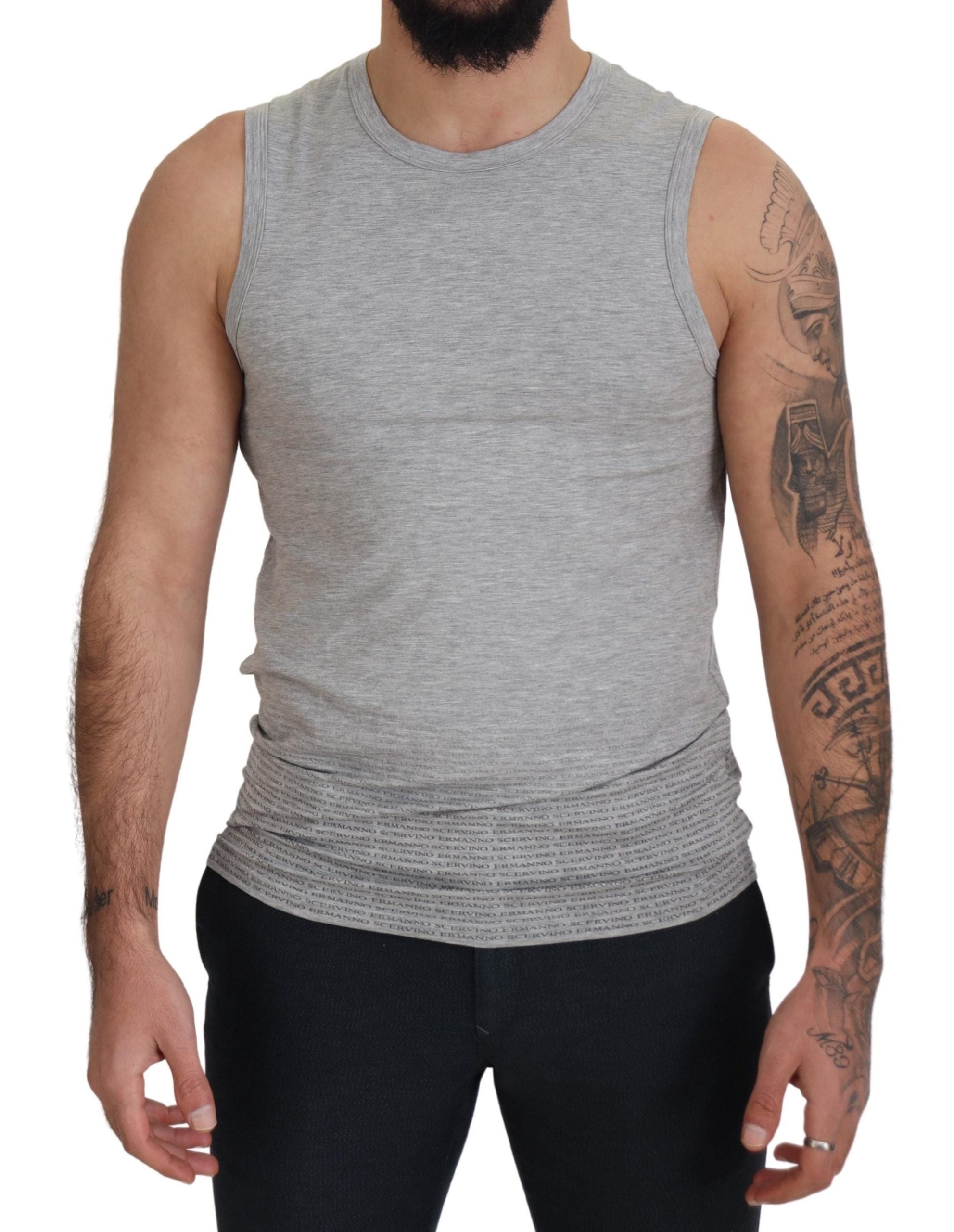 Ermanno Scervino Chic Gray Sleeveless Crewneck Men's Tee