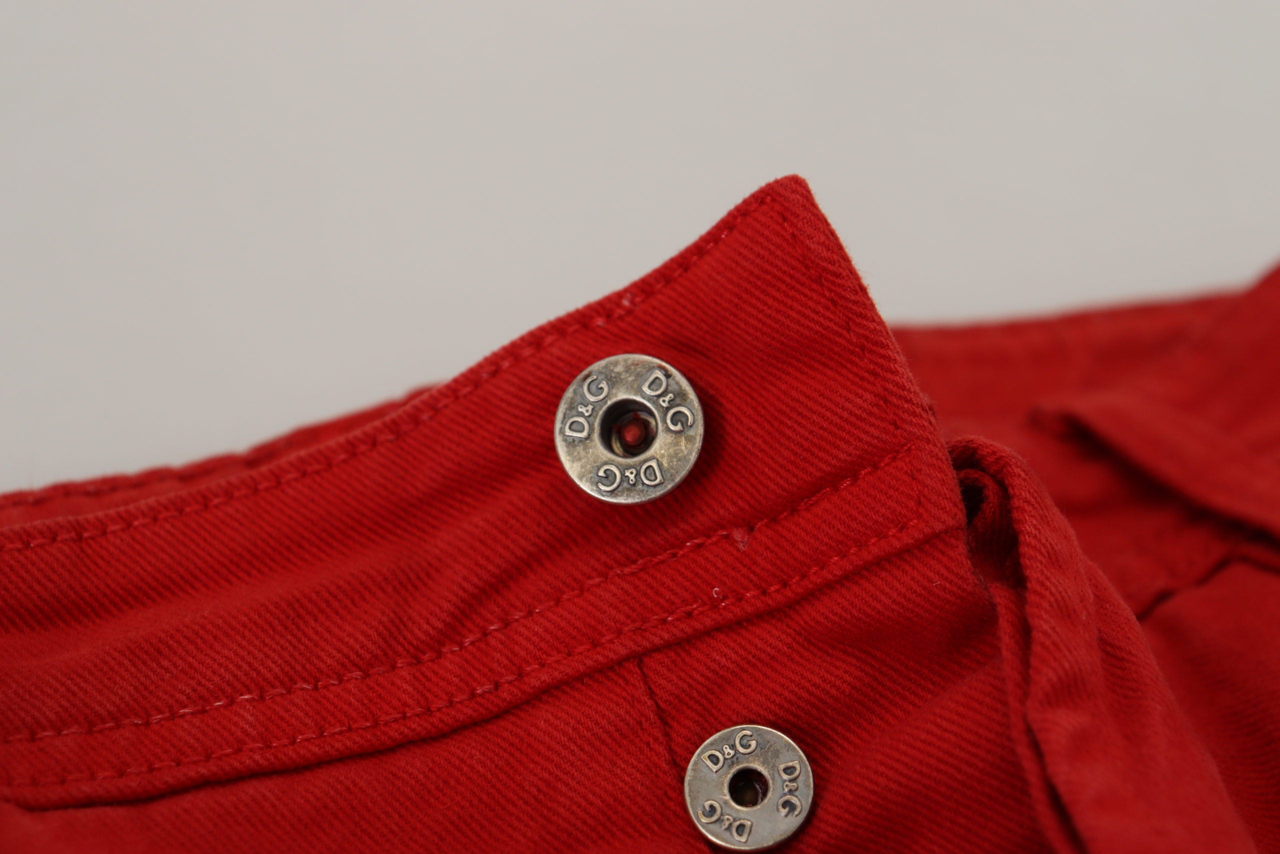Dolce & Gabbana Red Cotton Straight Fit Men Denim Men's Jeans