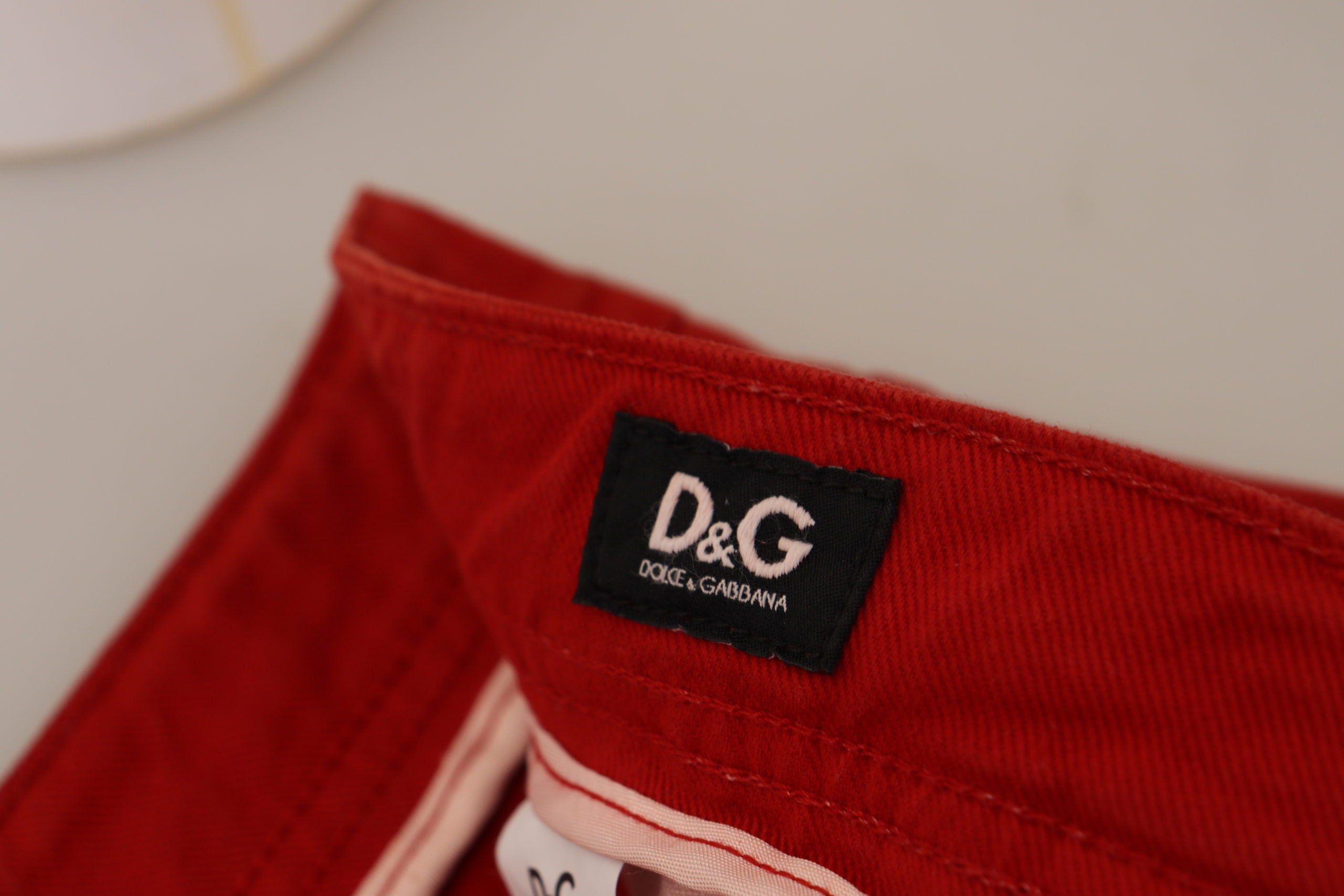 Dolce & Gabbana Red Cotton Straight Fit Men Denim Men's Jeans
