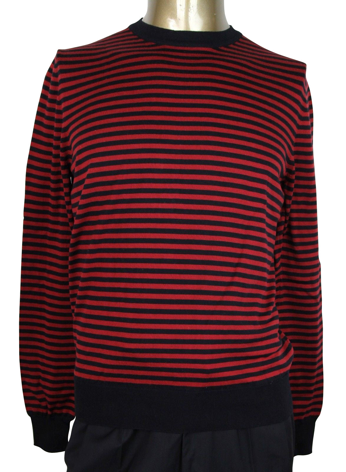 Gucci Men's Black / Red Striped Cashmere Cotton Pullover Sweater (Small)