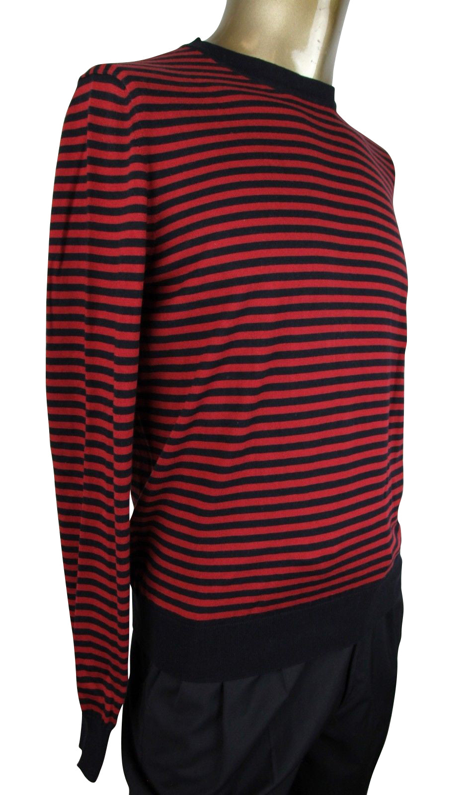 Gucci Men's Black / Red Striped Cashmere Cotton Pullover Sweater (Small)