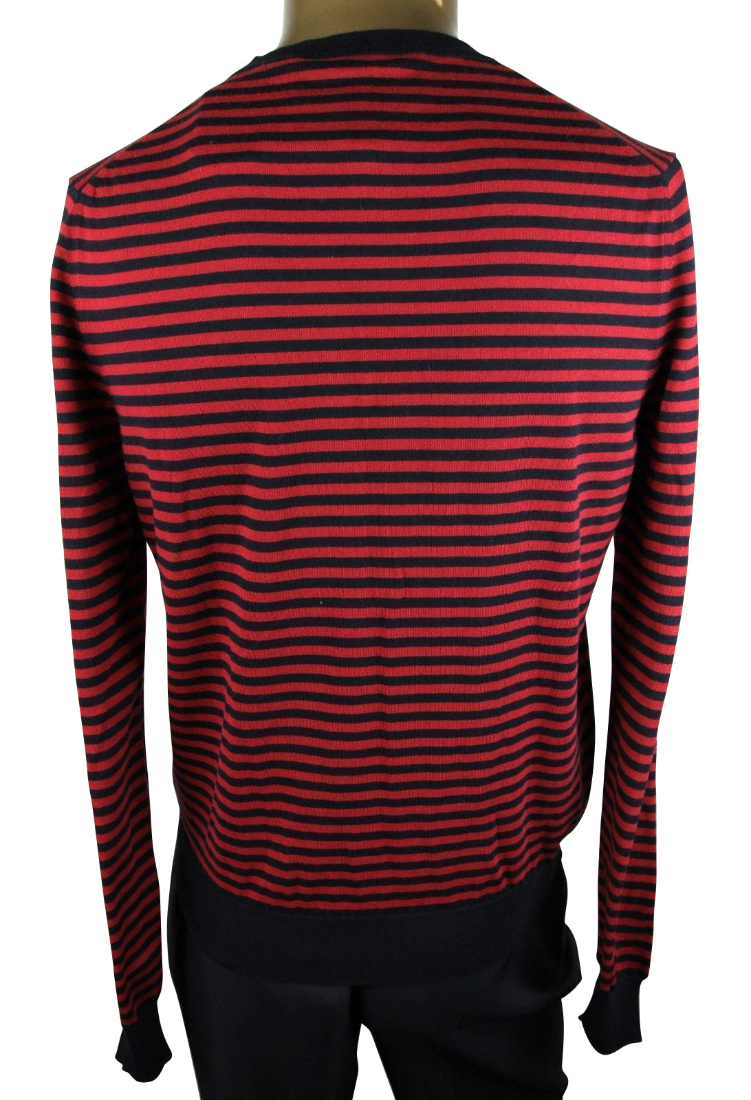 Gucci Men's Black / Red Striped Cashmere Cotton Pullover Sweater (Small)