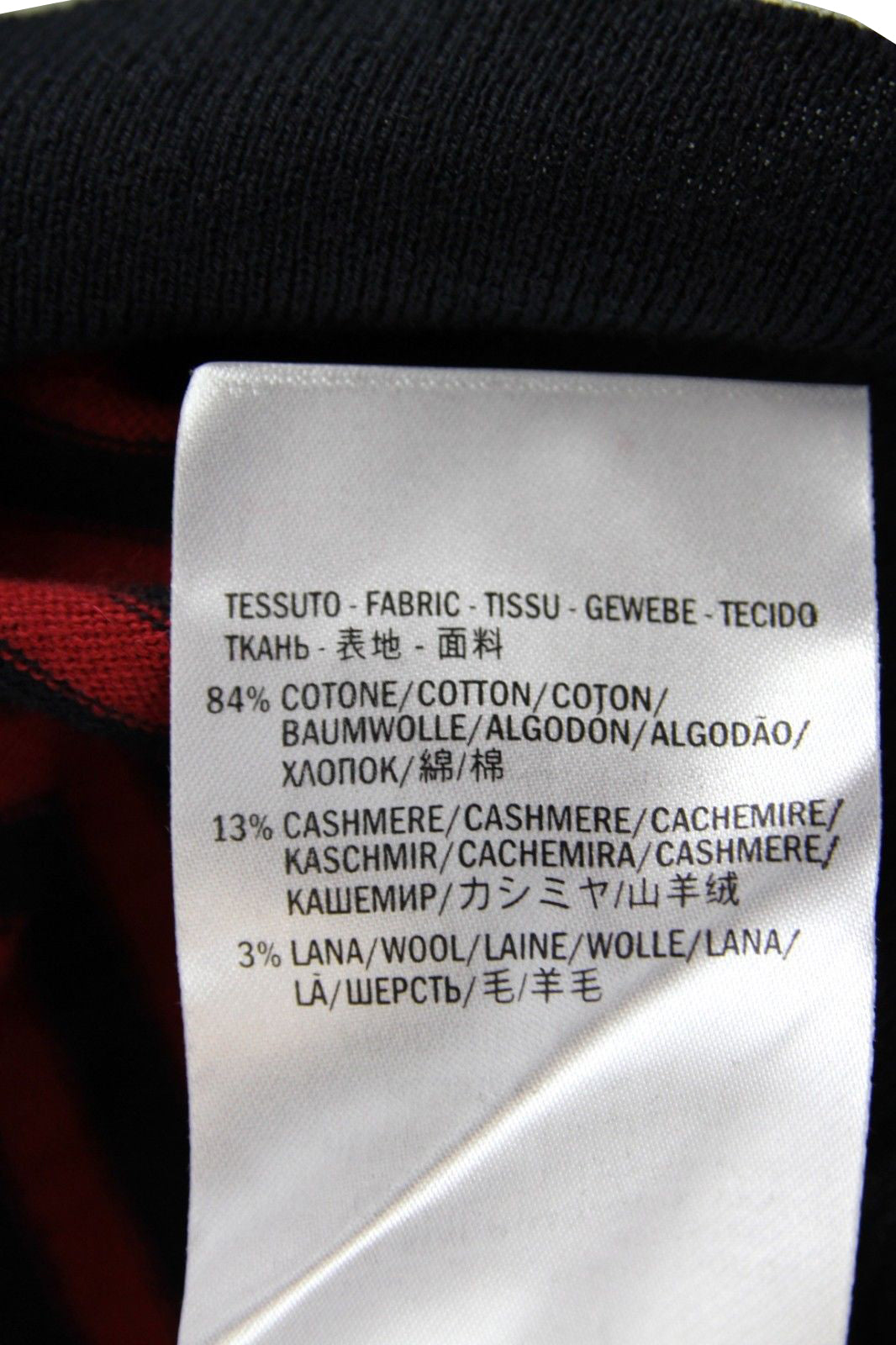 Gucci Men's Black / Red Striped Cashmere Cotton Pullover Sweater (Small)