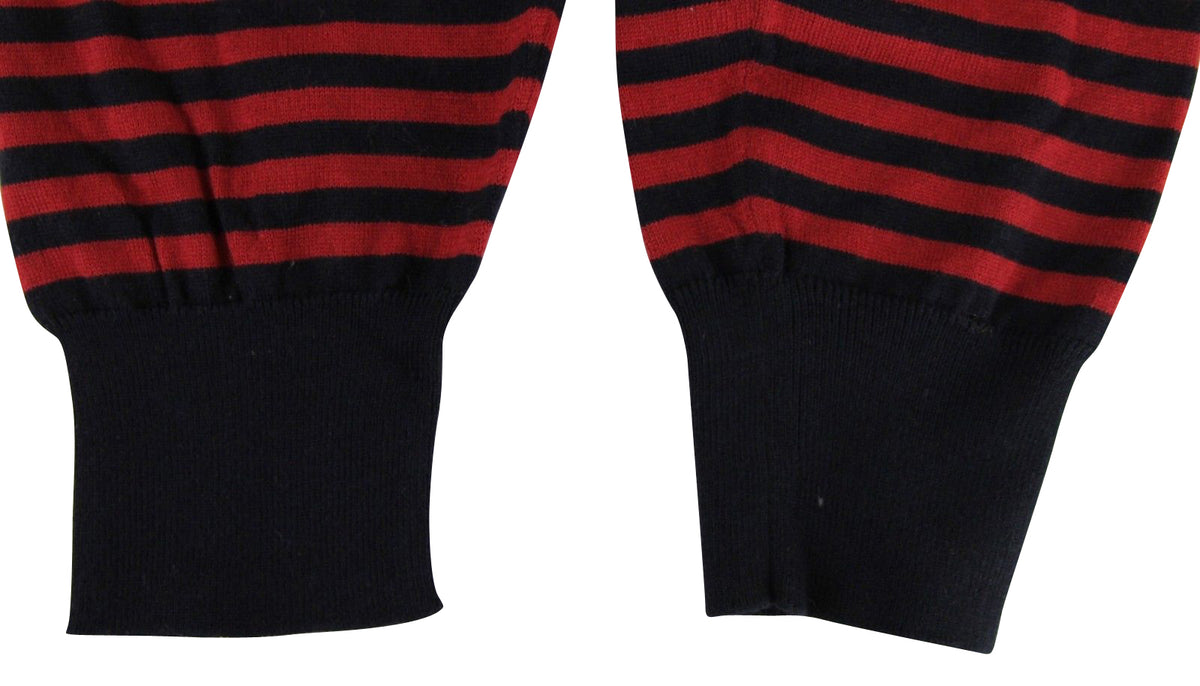 Gucci Men's Black / Red Striped Cashmere Cotton Pullover Sweater (Small)