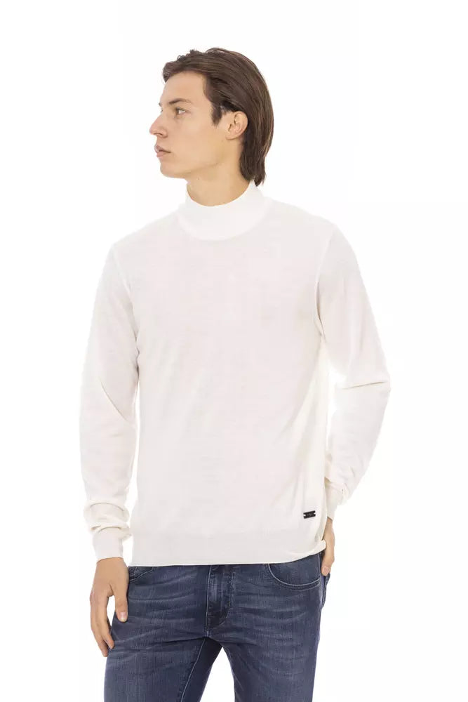 Baldinini Trend White Fabric Men's Turtleneck Men's Sweater