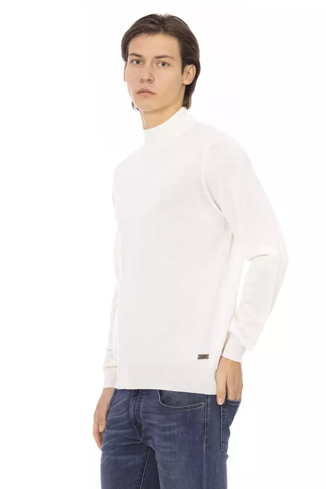 Baldinini Trend White Fabric Men's Turtleneck Men's Sweater