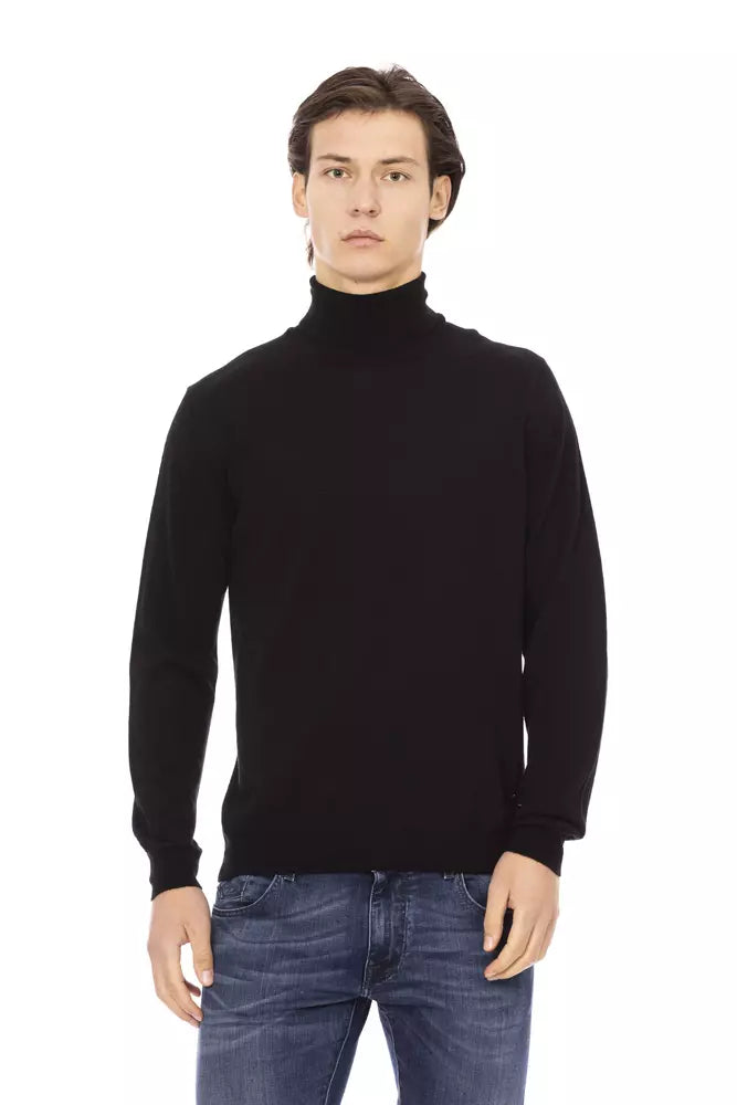 Baldinini Trend Black Fabric Men Sweater Men's Turtleneck