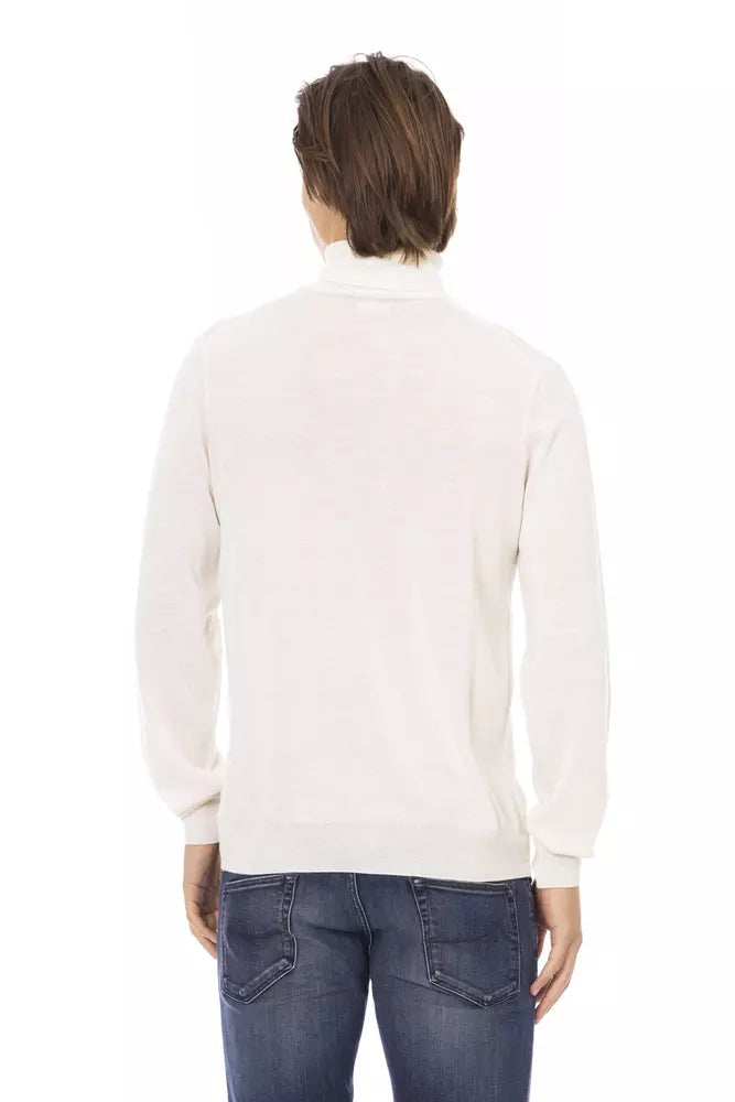 Baldinini Trend White Fabric Men Turtleneck Men's Sweater