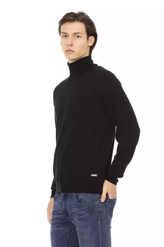 Baldinini Trend Black Fabric Men Sweater Men's Turtleneck