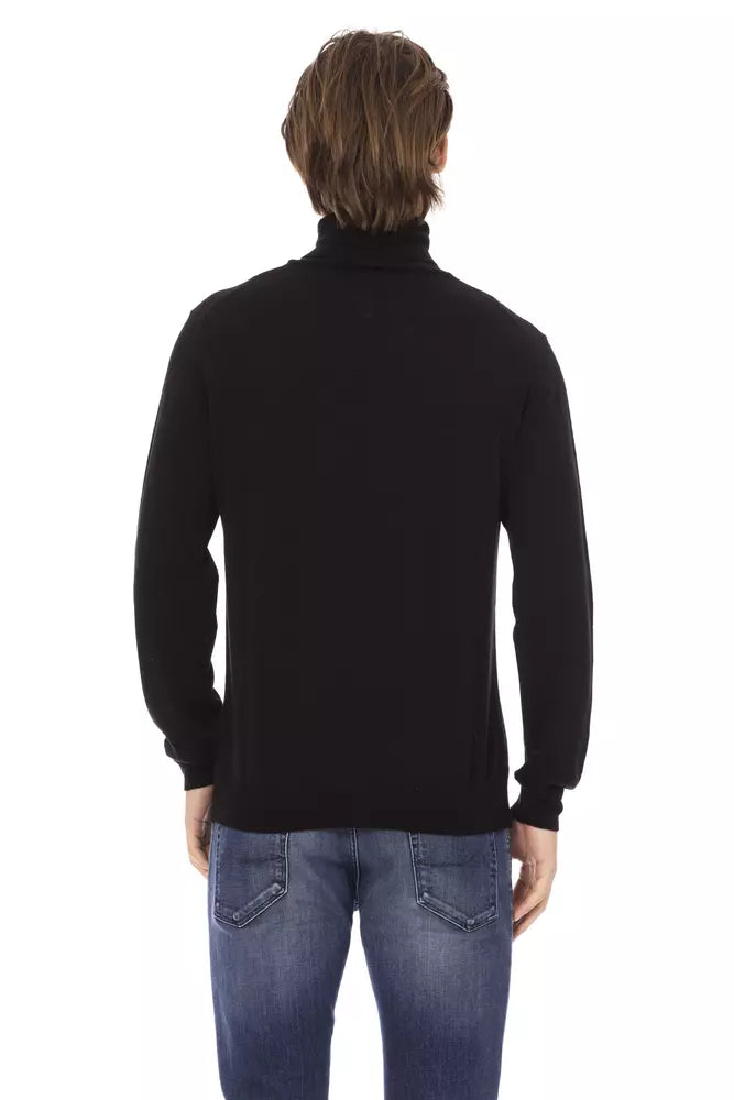 Baldinini Trend Black Fabric Men Sweater Men's Turtleneck
