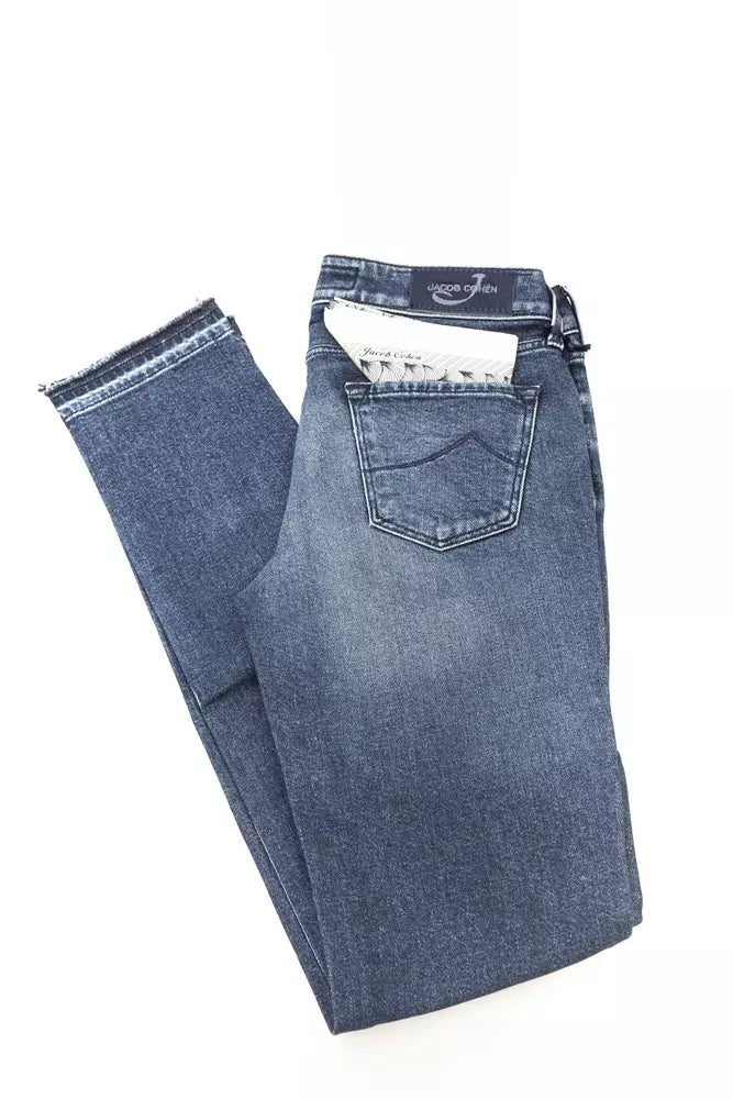 Jacob Cohen Blue Cotton Women Jeans with Pony Skin Women's Label