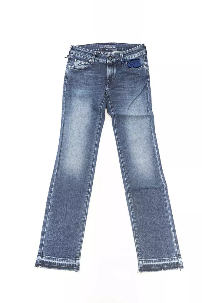 Jacob Cohen Blue Cotton Women Jeans with Pony Skin Women's Label