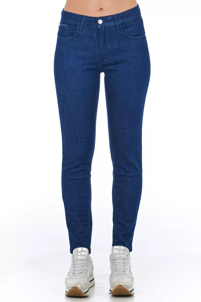 Frankie Morello Blue Cotton Women Skinny Women's Jean