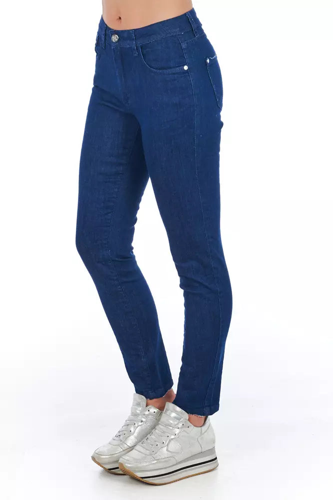Frankie Morello Blue Cotton Women Skinny Women's Jean