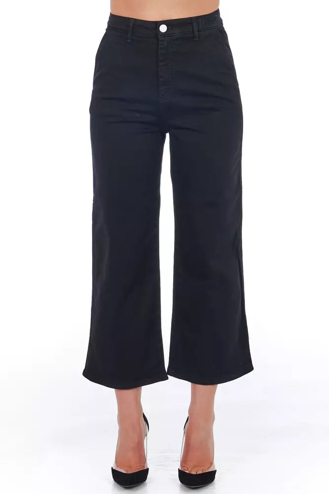 Frankie Morello Black Cotton Women Cropped Women's Trouser