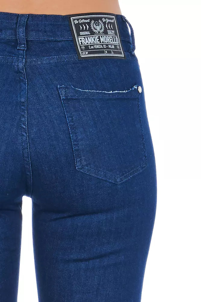 Frankie Morello Blue Cotton Women Skinny Women's Jean