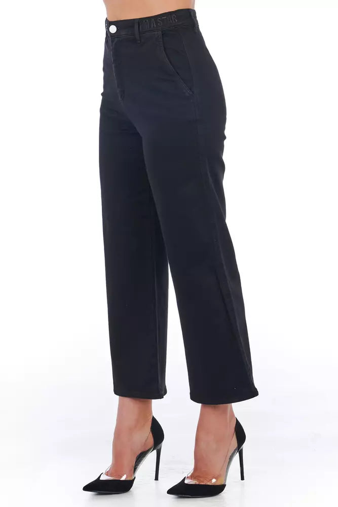 Frankie Morello Black Cotton Women Cropped Women's Trouser